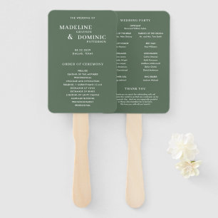 Huwelijksprogramma Madeline Forest Green Modern Handwaaier