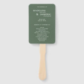 Huwelijksprogramma Madeline Forest Green Modern Handwaaier (Voorkant)