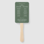 Huwelijksprogramma Madeline Forest Green Modern Handwaaier (Achterkant)
