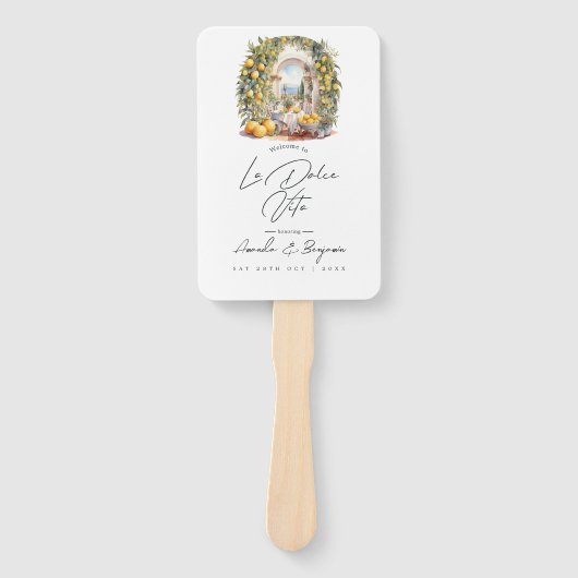 Huwelijksprogramma Mediterranean La Dolce Vita Handwaaier (Voorkant)