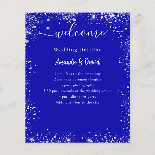 Huwelijksprogramma Menu koninklijk blauw zilver bu (Voorkant)