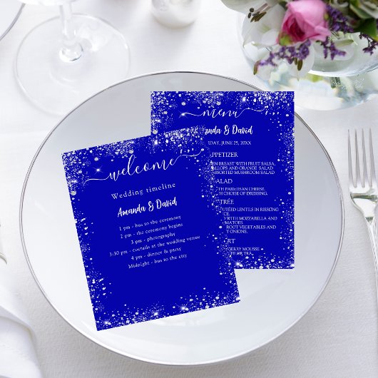 Huwelijksprogramma Menu koninklijk blauw zilver bu