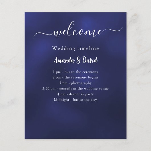 Huwelijksprogramma Menu marineblauw wit budget (Voorkant)