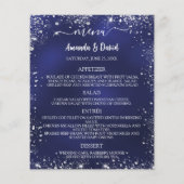 Huwelijksprogramma Menu marineblauw zilver glitter (Achterkant)