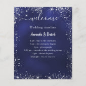 Huwelijksprogramma Menu marineblauw zilver glitter (Voorkant)