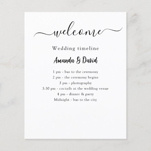 Huwelijksprogramma Menu wit zwart (Voorkant)