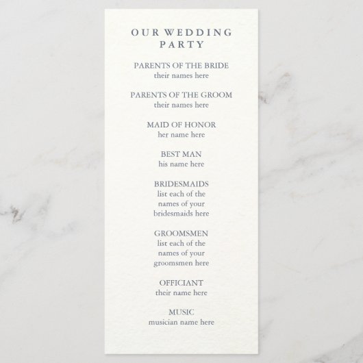 Huwelijksprogramma met blauwe en roze pioenen programmakaart (Achterkant)