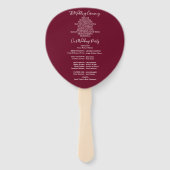 Huwelijksprogramma met Burgundy handtekening Handwaaier (Achterkant)