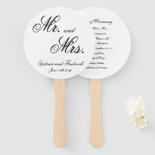 Huwelijksprogramma met elegante kalligrafie voor M Handwaaier