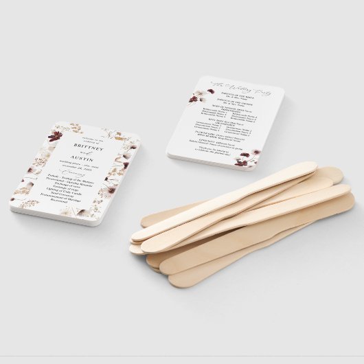 Huwelijksprogramma met herfst wilde bloemen bloemm handwaaier (Niet-gemonteerd)