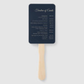 Huwelijksprogramma-Modern Abstract-Blauw en Goud Handwaaier (Achterkant)