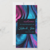 Huwelijksprogramma-Modern Abstract blauw en roze- (Voorkant)