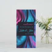 Huwelijksprogramma-Modern Abstract blauw en roze- (Staand voorkant)