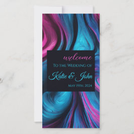 Huwelijksprogramma-Modern Abstract blauw en roze-