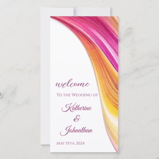 Huwelijksprogramma-Modern Abstract-roze Sinaasappe (Voorkant)