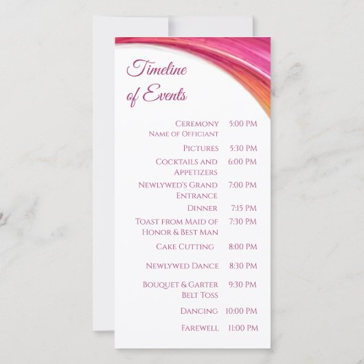 Huwelijksprogramma-Modern Abstract-roze Sinaasappe (Achterkant)