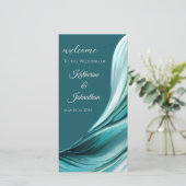 Huwelijksprogramma-Modern Abstract Smaragd Groen (Staand voorkant)