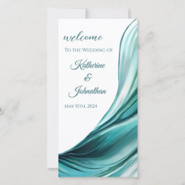 Huwelijksprogramma-Modern Abstract Smaragd Groen