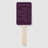 Huwelijksprogramma-Modern Paarse Fuchsia en Gold- Handwaaier (Achterkant)