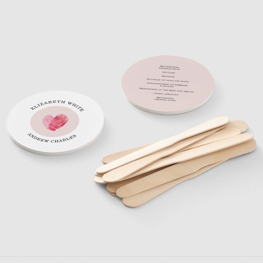 HUWELIJKSPROGRAMMA modern schattig vingerafdruk ha Handwaaier (Niet-gemonteerd)