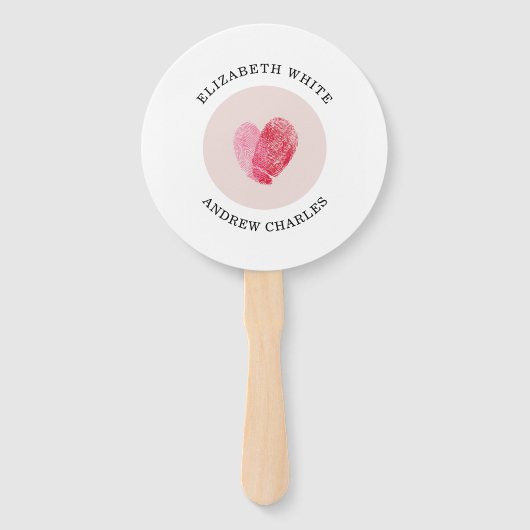 HUWELIJKSPROGRAMMA modern schattig vingerafdruk ha Handwaaier (Voorkant)