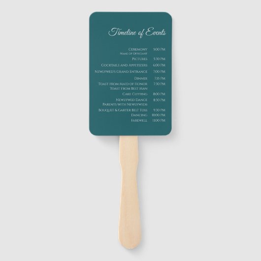 Huwelijksprogramma-Modern Smaragd Groen Handwaaier (Achterkant)