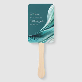 Huwelijksprogramma-Modern Smaragd Groen Handwaaier