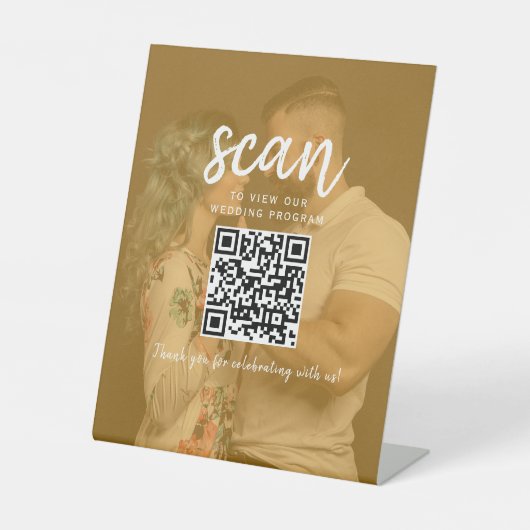 Huwelijksprogramma QR-code foto Reclamebord Met Voetstuk (Voorkant)