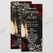 Huwelijksprogramma 'Rustic Glow Lantern & Red Rose Programmakaart (Voorkant / Achterkant)