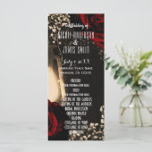 Huwelijksprogramma 'Rustic Glow Lantern & Red Rose Programmakaart (Staand voorkant)