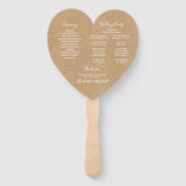 Huwelijksprogramma 'Rustic Kraft Script' met Hart Handwaaier (Achterkant)