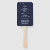 Huwelijksprogramma Script Navy Blue Anker Nautisch Handwaaier (Achterkant)