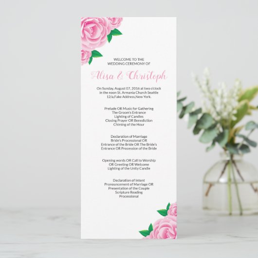 Huwelijksprogramma Sjablonen voor Ceremonie (Staand voorkant)