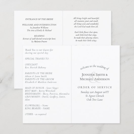 Huwelijksprogramma Sjabloon (Voorkant / Achterkant)