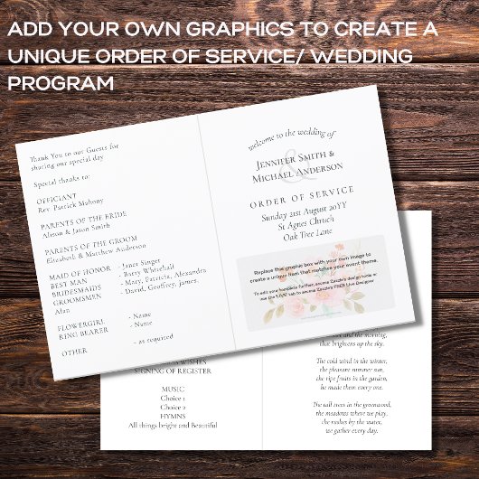 Huwelijksprogramma Sjabloon Volgorde van de Dienst