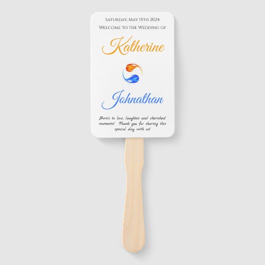 Huwelijksprogramma-Tijd van Evenementen-Twin Flame Handwaaier (Voorkant)