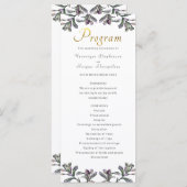 Huwelijksprogramma tropisch gebladerte gouden scri programmakaart (Voorkant / Achterkant)
