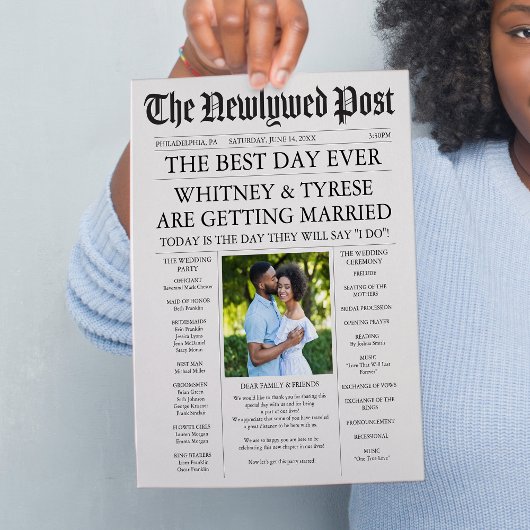 Huwelijksprogramma van de Newlywed Times-krant