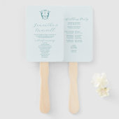 Huwelijksprogramma Ventilator Bord Blauw Classic M Handwaaier (Voorkant en achterkant)