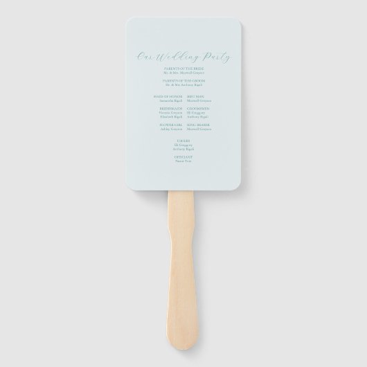 Huwelijksprogramma Ventilator Bord Blauw Classic M Handwaaier (Achterkant)