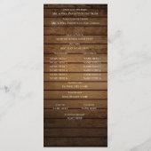 Huwelijksprogramma voor Barn Wood Programmakaart (Achterkant)