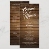 Huwelijksprogramma voor Barn Wood Programmakaart (Voorkant / Achterkant)