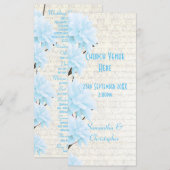  huwelijksprogramma voor pastelblauw - florale ker programmakaart (Voorkant / Achterkant)
