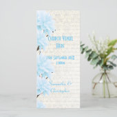  huwelijksprogramma voor pastelblauw - florale ker programmakaart (Staand voorkant)