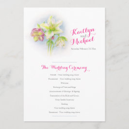 huwelijksprogramma waterverf lente hellebores programmakaart