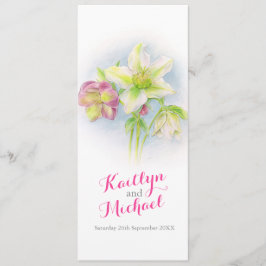 huwelijksprogramma waterverf lente hellebores programmakaart