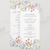 Huwelijksprogramma Weide met Wilde Bloemen Kaart (Voorkant / Achterkant)