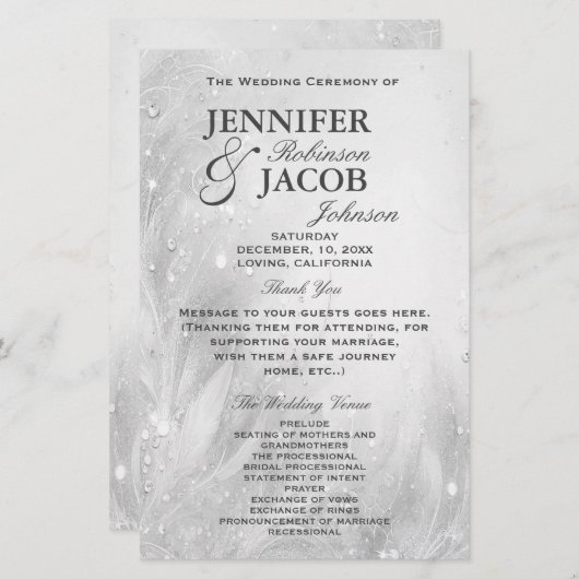 Huwelijksprogramma | Zacht zilver (Voorkant / Achterkant)