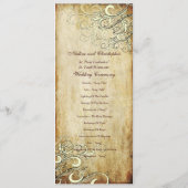 Huwelijksprogramma's met vintage crèmeswirrels van programmakaart (Achterkant)