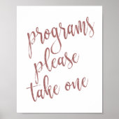 Huwelijksprogramma's, neem er één Roze Gouden Glit Poster (Voorkant)